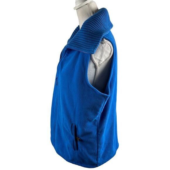 Lands End Turquoise Thick Lined Fleece Vest Large Zip Front - Picture 3 of 10